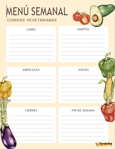 Plantilla para Menú Semanal Editable en Word 21 Plantilla para Menú Semanal Editable en Word